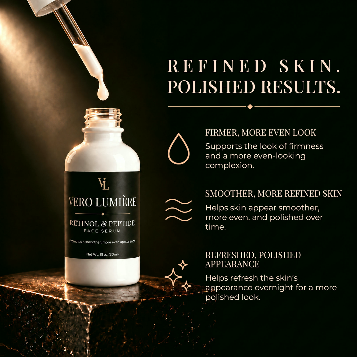 Sérum facial de retinol y péptidos